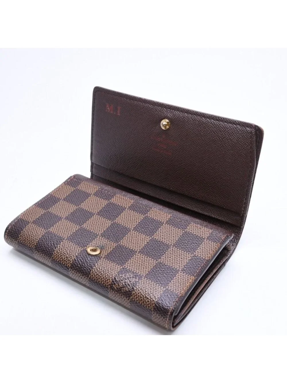 Louis Vuitton Porte Monnaie Pied Tresor Bifold Wallet Damier Ebene Canvas